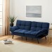 Memory Foam Futon Camel Faux Suede Fabric 72'' Stylish and Practical Convertible Sofa That Works for Your Comfort 24 Hours a Day. Blue