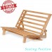 Nirvana FUTONS Queen Size Tri-Fold Wood Futon Sofa Bed Lounger Frame Space Saver Natural Finish Ideal for Small Spaces RVs and Dorm Furniture