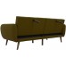Novogratz Brittany Sofa Futon Premium Upholstery and Wooden Legs Green