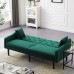 Olela Futon Sofa Bed Convertible Couch Bed with Armrests Modern Living Room Velvet Sofa Bed Folding Recliner Futon Couch Sleeper Set with Wood Legs,Green