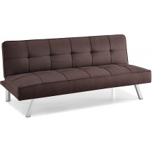 Pearington Multifunctional Convertible Sofa Couch Lounger Bed-Durable Metal Legs on Frame Brown Futon,