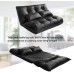 Tileon PU Leather Floor Chair Adjustable Sofa Bed,Foldable Mattress Futon Couch Bed with 2 Pollows