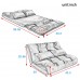 Tileon PU Leather Floor Chair Adjustable Sofa Bed,Foldable Mattress Futon Couch Bed with 2 Pollows