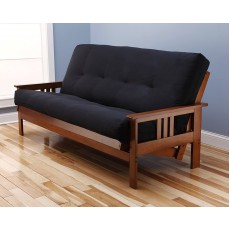 Toronto Futon Set Frame and Mattress Full Size Wood Finish w  8 Inch Innerspring Matt Includes Choice to add Drawers Sofa Bed Couch Sleeper Frame and Matt Only Twilight