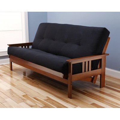 Toronto Futon Set Frame and Mattress Full Size Wood Finish w 8 Inch Innerspring Matt Includes Choice to add Drawers Sofa Bed Couch Sleeper Frame and Matt Only Twilight