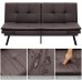 VIAGDO Convertible Futon Sofa Bed Sleeper Couch Faux Leather Couch Bed Sleeper Sofa with Adjustable Armrests for Overnight Guests for Apartment Office Small Space Living Room Brown
