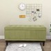 Adeco 41’’ Tufted Ottoman with Storage- Green Rectangular Lift Top Storage Ottoman- Faux Line Upholstered Footrest with Sturdy Wood Legs