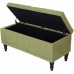 Adeco 41’’ Tufted Ottoman with Storage- Green Rectangular Lift Top Storage Ottoman- Faux Line Upholstered Footrest with Sturdy Wood Legs