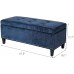 Adeco Rectangular Storage Ottoman Tufted Bench Footstool with Sturdy Legs Blue-2
