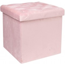 B FSOBEIIALEO Storage Ottoman Cube Velvet Tufted Folding Ottomans with Lid Footstool Rest Padded Seat for Bedroom Pink Medium