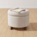 Basics Upholstered Tufted Storage Ottoman Footstool 17H Burlap Beige