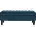Brand – Rivet Channel-Tufted Velvet Storage Ottoman with Soft-Close Hinge 45.3W Teal
