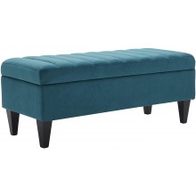 Brand – Rivet Channel-Tufted Velvet Storage Ottoman with Soft-Close Hinge 45.3"W Teal