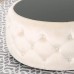 Christopher Knight Home Ivy Glam Velvet and Tempered Glass Coffee Table Ottoman Beige Black
