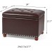 Decent Home Storage Ottoman Bench Foot Rest Stool with Nailhead Trim Dark Brown Button Tufted Leather