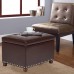 Decent Home Storage Ottoman Bench Foot Rest Stool with Nailhead Trim Dark Brown Button Tufted Leather