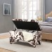 Deco De Ville 29.8 Rectangle Lift Top Storage Ottoman Bench Velvet Tufted Storage Benches with Foam Padded Seat Cows