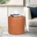 Edeco Round Footrest Ottoman Upholstered Tufted Leather Footstools for Living Room Bedroom Entryway Home Office Orange