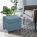 Edeco Square Fabric Storage Ottoman Footstool Comfortable Seat with Thick Sponge Blue