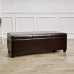 FIRST HILL FHW Madison Rectangular Faux Leather Storage Ottoman Bench Large Espresso Brown