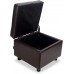 H&B Luxuries Tufted Leather Square Flip Top Storage Ottoman Cube Foot Rest Brown