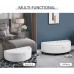 HOMCOM Half Moon Modern Luxurious Polyester Fabric Storage Ottoman Bench with Legs Lift Lid Thick Sponge Pad for Living Room Entryway or Bedroom White