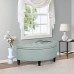Homebeez 43.5 Half Moon Storage Ottoman Button Tufted Bedroom Benches for Entryway Living Room Light Blue
