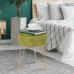 Homebeez Modern Round Velvet Ottoman Foot Rest Vanity Stool Seat with Gold Metal Legs for Kitchen Bedroom Living Room-Green