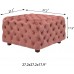 Homebeez Velvet Ottoman Bench Cube Foot Rest Stool Square Coffee Table 27.2 W Blush