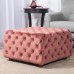 Homebeez Velvet Ottoman Bench Cube Foot Rest Stool Square Coffee Table 27.2 W Blush