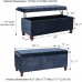 Homebeez Velvet Storage Ottoman Bench Rectangular Footstool Coffee Table with Lift Tabletop Blue