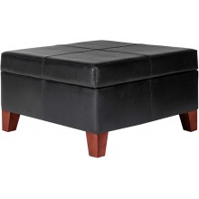 Homepop Home Decor |K2380-E169 | Luxury Large Faux Leather Square Storage Ottoman | Ottoman with Storage for Living Room & Bedroom Black