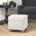 Homepop Home Decor | K7342-F2067 | Classic Square Storage Ottoman with Lift Off Lid | Ottoman with Storage for Living Room & Bedroom Cream Woven
