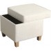 Homepop Home Decor | K7342-F2067 | Classic Square Storage Ottoman with Lift Off Lid | Ottoman with Storage for Living Room & Bedroom Cream Woven