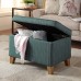 Homepop Home Decor | Medium Square Storage Ottoman with Hinged Lid | Ottoman with Storage for Living Room & Bedroom Teal