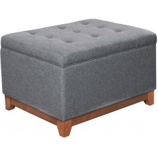 Homepop Home Decor | Upholstered Chunky Tufted Square Storage Ottoman| Hinged Lid Ottoman with Storage for Living Room & Bedroom Gray