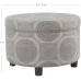Homepop Home Decor | Upholstered Round Storage Ottoman | Ottoman with Storage for Living Room & Bedroom Grey Medallion