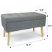 Humble Crew Grey Rectangular Fabric Storage Ottoman Bench Tufted Footrest with Lift Top