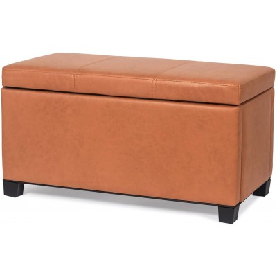 Joveco 32.1 Ottoman with Storage Bench Small Sofa for Living Room Bedroom Dark Orange