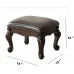 KIVSON Foot Stool Ottoman Foot Rest Microfiber Leather Upholstered Foot Stool for Living Room Sofa Entryway Solid Wood Stool Black Brown