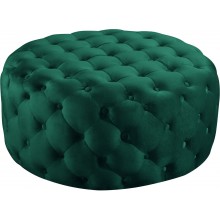 Meridian Furniture Addison Collection Modern | Contemporary Velvet Upholstered Ottoman Bench with Deep Button Tufting Solid Wood Frame Green 36" W x 36" D x 16.5" H