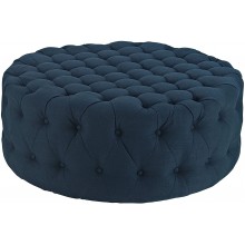 Modway Amour Fabric Upholstered Button-Tufted Round Ottoman in Azure