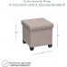 Nathan James Payton Foldable Fabric Ottoman with Wooden Lid Cube Footstool with Storage Space for Footrest and Seat Beige