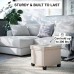 Nathan James Payton Foldable Fabric Ottoman with Wooden Lid Cube Footstool with Storage Space for Footrest and Seat Beige
