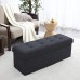 Ornavo Home Foldable Tufted Linen Large Storage Ottoman Bench Foot Rest Stool Seat 15 x 45 x 15 Black
