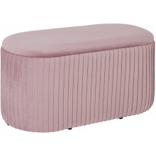PINPLUS Round Storage Ottoman,Foot Rest Stool Large Toy Chest for Bedroom and Living Room Pink 31.5" X 15.7" X 15.7"