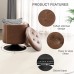 Round Storage Ottoman Swivel Foot Stool Leather Tufted Pouf Foot Rest Ottoman with Storage Vanity Stool with Removable Lid Side Coffee Table Storage Footstool Chair for Living Room Bedroom Brown