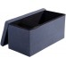 Seville Classics Foldable Tufted Storage Bench Ottoman Midnight Blue