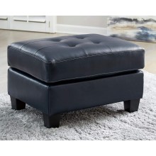 Signature Design by Ashley Altonbury Leather Upholstered Ottoman with Button Tufted Cushions Blue