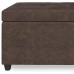 SIMPLIHOME Castleford 48 inch Wide Contemporary Rectangle Storage Lift Top Ottoman in Upholstered Distressed Brown Tufted Faux Air Leather with Large Storage Space for Living Room Entryway Bedroom